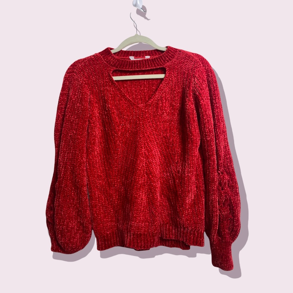 BRIGHT RED KNIT SWEATER